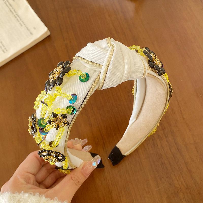 Meier Baroque floral rhinestone headband - women s vintage crystal hair hoop белый