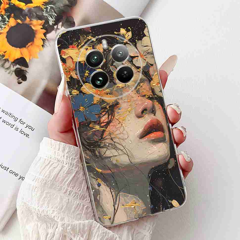 For Realme 12 Pro RMX3842 6.7" Summer Lotus Cute Cat Soft Silicone TPU Cover For Realme 12Pro+ 12Pro Plus RMX3840 Bumper Shell