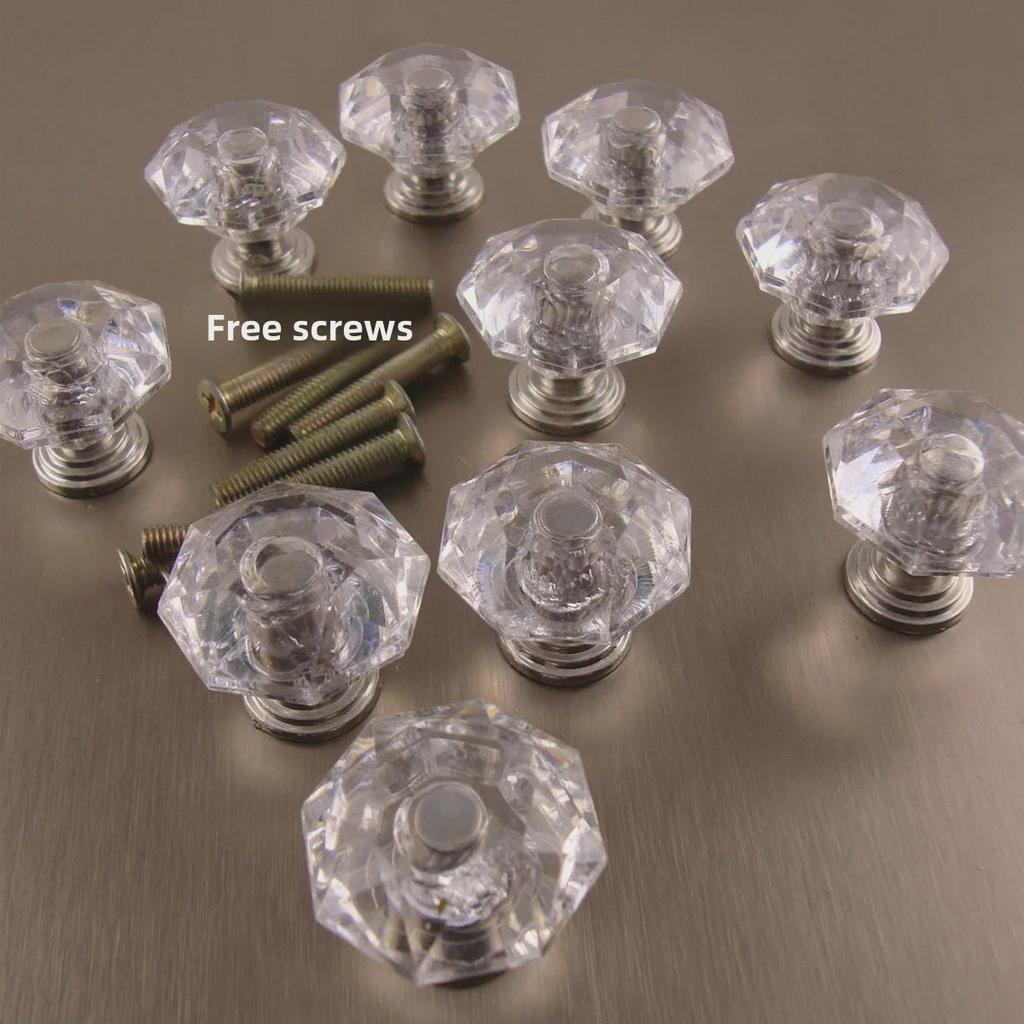 Crystal Clear Acrylic Knob: Single Hole Diamond Design for Pot Lids, Wardrobes, and Drawers