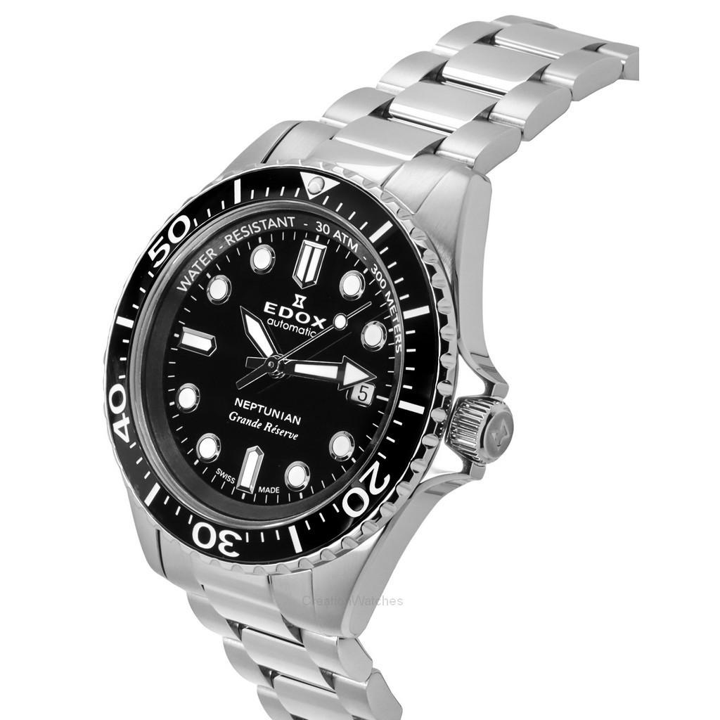 Edox Neptunian Grande Reserve Date Black Dial Automatic Diver's 808013NMNIN 300M Men's Watch