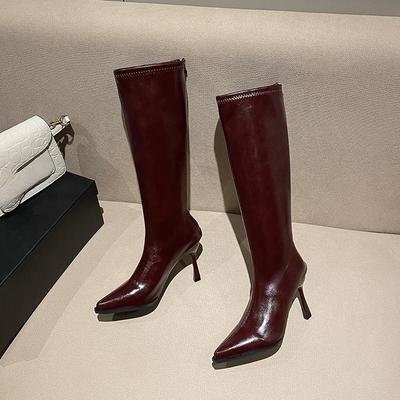 Fashion Sexy Stiletto High-heeled Boots Fall/Winter 2025 New Versatile Pointed Toe Rear Zipper No Knee Skinny Thigh Boots