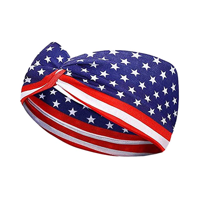 American Flag Print Twisted Headband Elastic Wide Hair Band For Women 4th Of July Patriotic Accessory National Flag Hairband