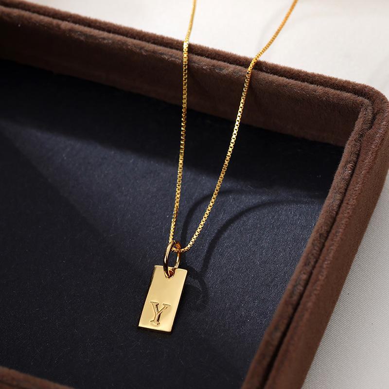 Banyan Tree Sterling Silver Square Letter Pendant Necklace