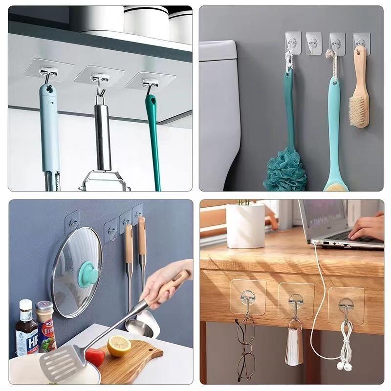 10/Stk. Transparente Wandhaken Stark Selbstklebend Aufhänger Stecker Dosenhalter Tür Klebriger Hängehaken für Küche Badezimmer