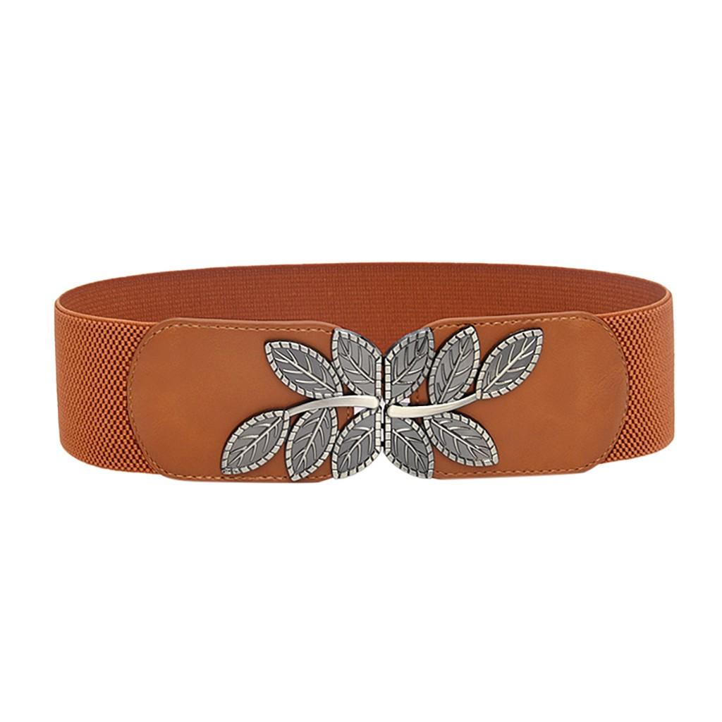 Women's Fashion Wild Wide Waistband Elastic Stretch Dress Waist Belt Buckle Band