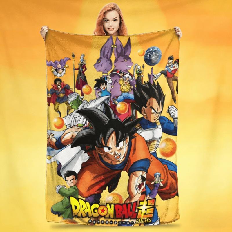 Dragon Ball Z Knitted Blanket Flannel Anime Son Goku Soft Throw Blankets for Bed Bedroom Quilt