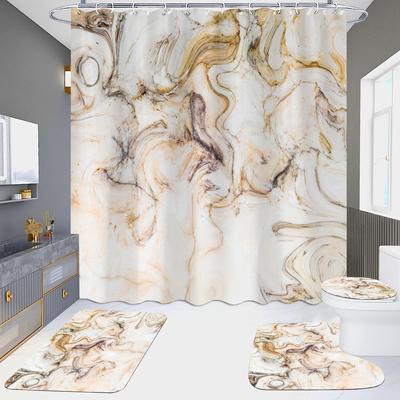 4Pcs Marble Series Shower Curtain Sets para banheiro antiderrapante banheiro tapetes tampa tampa do vaso sanitário tapete de banho