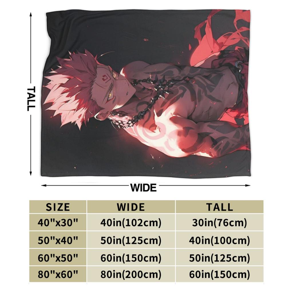 Anime Jujutsu Kaisen Flannel Throw Blankets Manga Blankets for Bed Bedroom Warm Bedspread,