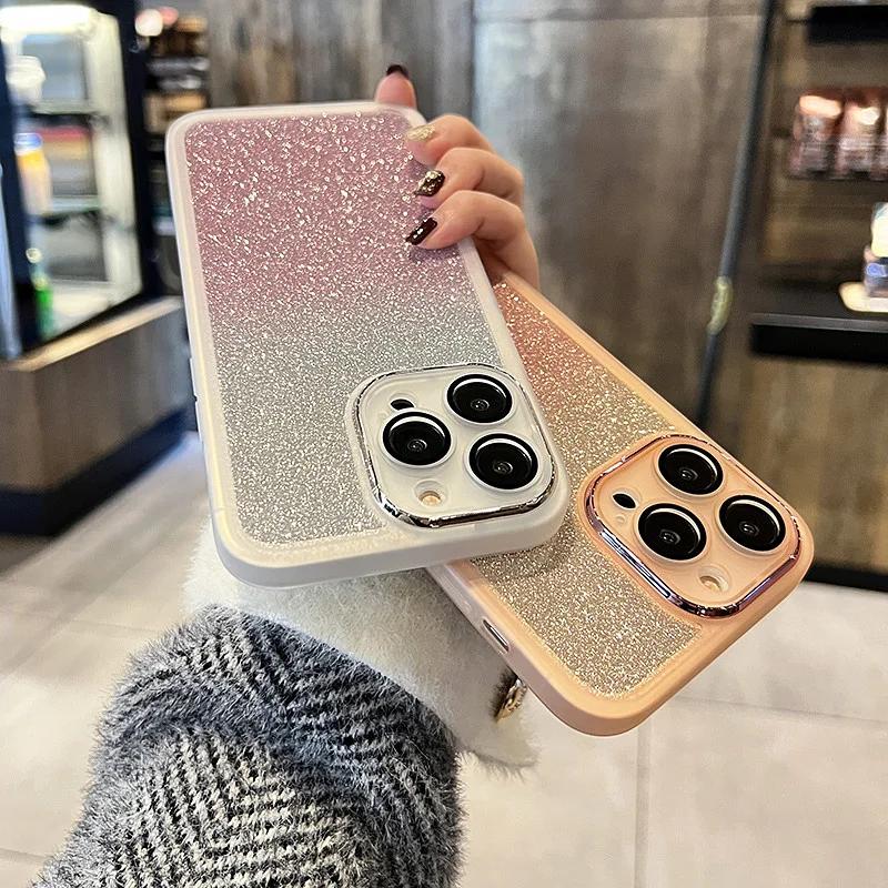 Carcasă din silicon moale cu sclipici gradient pentru Xiaomi POCO X7 Pro X7Pro, pentru Redmi Turbo 4, lentilă pentru cameră, protecție, rezistentă la șocuri, pentru telefon