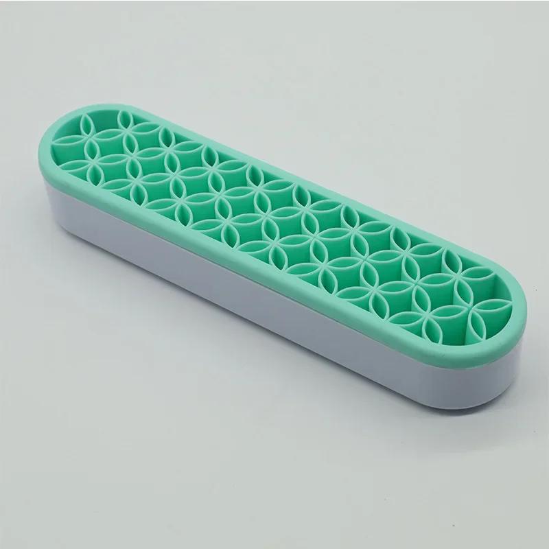 Półka Uchwyt na Pędzle do Makijażu Uchwyt na Pisaki do Paznokci Stojak Ekspozycyjny Półka Etui do Przechowywania Pędzli Silikonowy Organizer Półka do Suszenia Pędzli do Makijażu