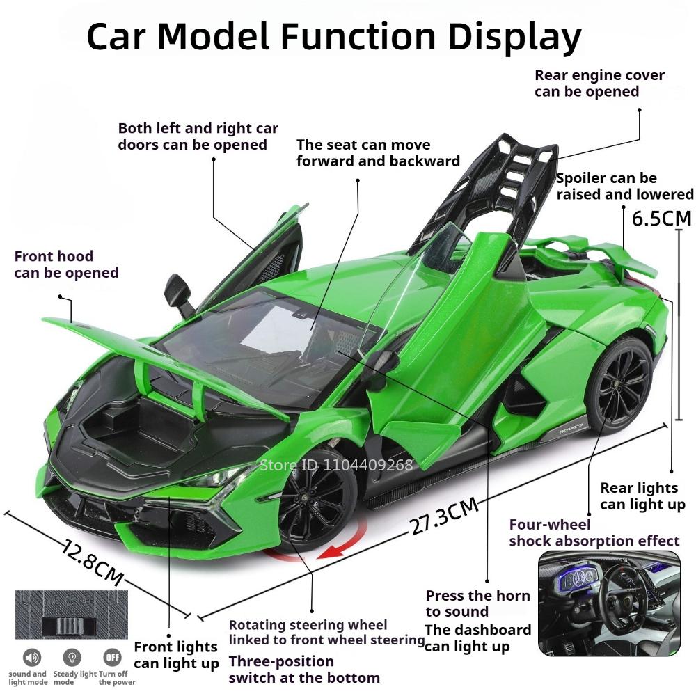1:18 Size Revuelto SVJ63 Car Model Toy Doors Opened Shock Absorption Models Metal Diecast Sports Cars Toys Gifts for Kids