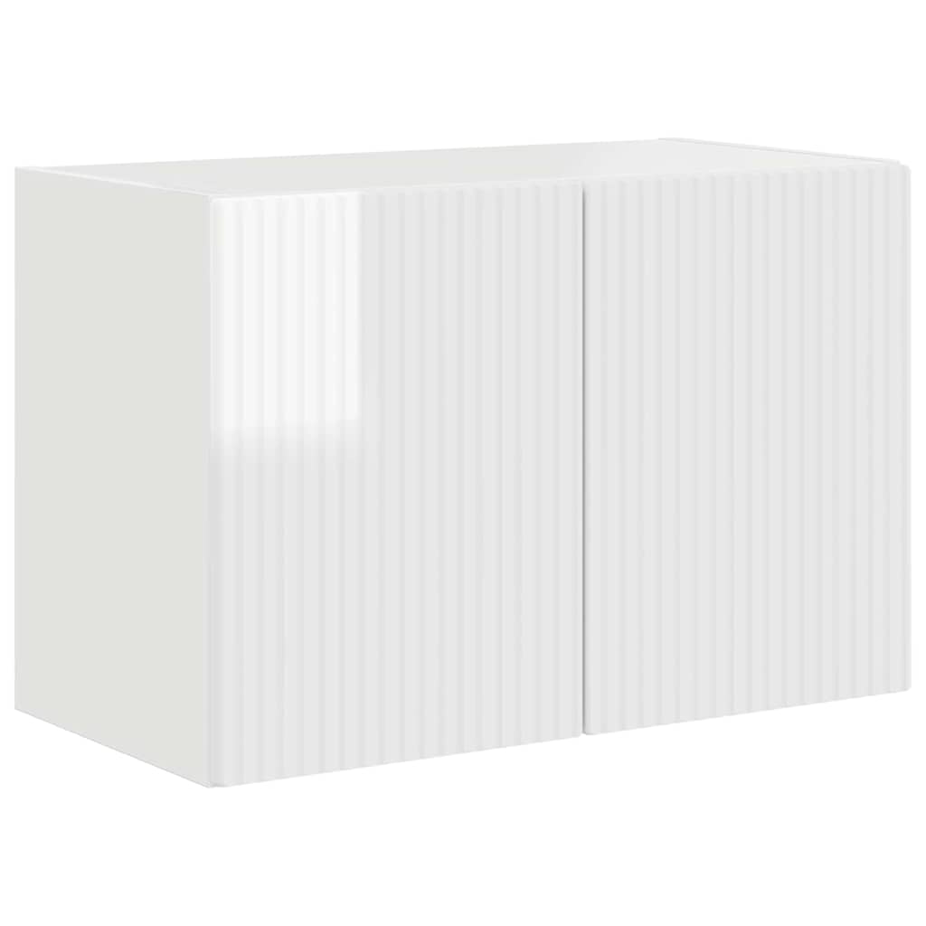 Wall Mounted TV Cabinet Glossy White 59.5 X 31 X 40 Cm Particleboard