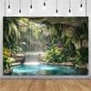 Forest Waterfall Wonderland Backdrop Supplies Rainforest Natural Scenery Background Banner Wall Party Decor Photography Props