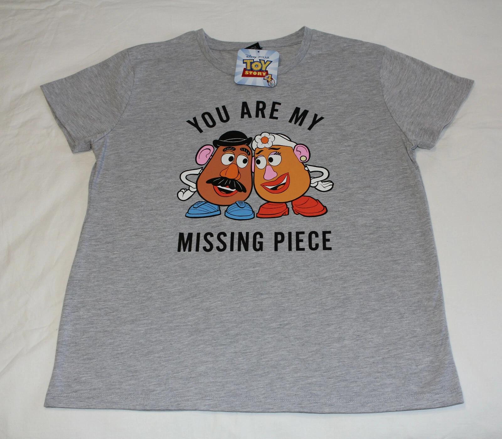Disney Toy Story Mr & Mrs Potato Head Ladies Grey Printed T Shirt Size S New 2XL