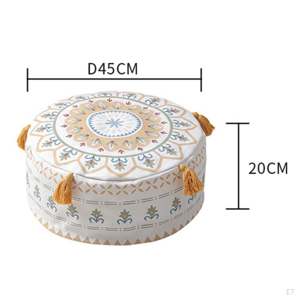 Handmade Unstuffed Pouf Cover Footstool for Bedroom Living Room Decoration