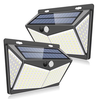 ZEEFO 208 LED Solar Sensorleuchten, Außenbeleuchtung mit Bewegungssensor, 3 Beleuchtungsmodi, 4-seitige Beleuchtung, Wasserdicht, Sicherheitslicht mit