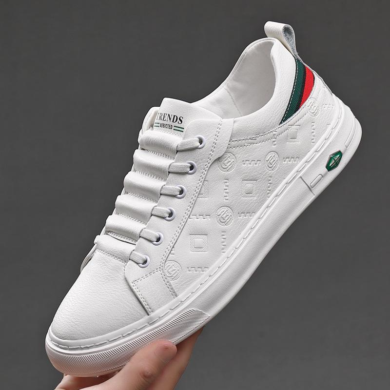 2024 New Spring Man Flat/5cm Elevator Shoes Men Loafers White Soft Genuine Leather Men Moccasins Height Increase Taller Shoes