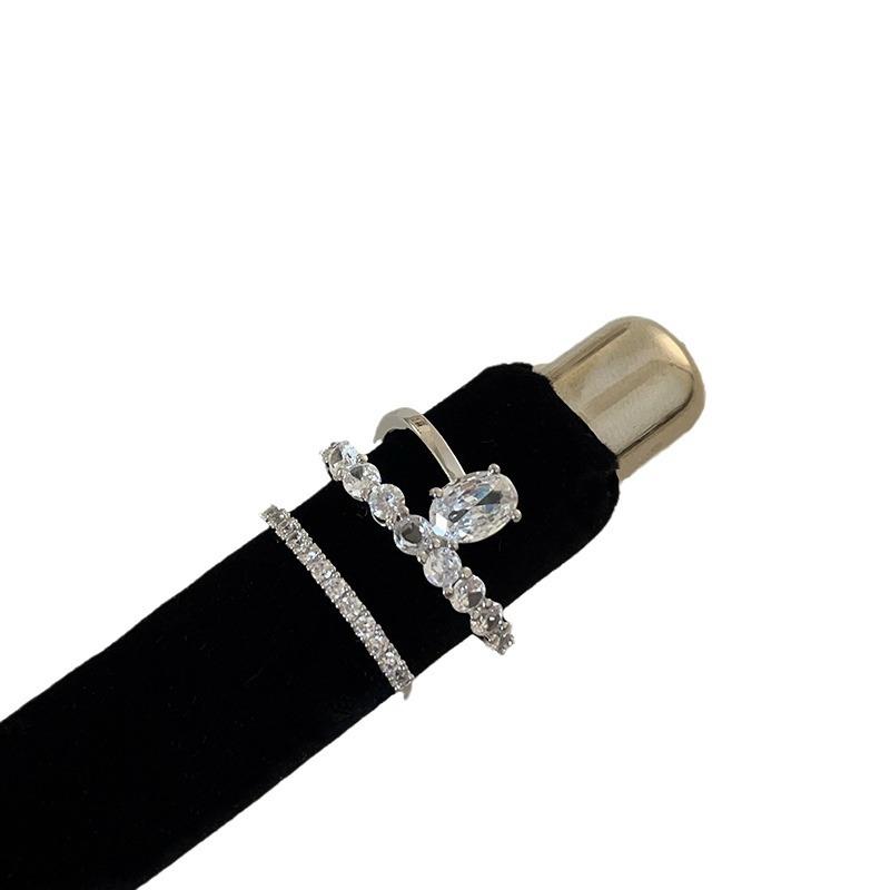 Gypsy Star Row Diamond Metal Ring Women'S Light Luxury Design Sense Personality Fashion Temperament Trend Versatile Ring Ring
