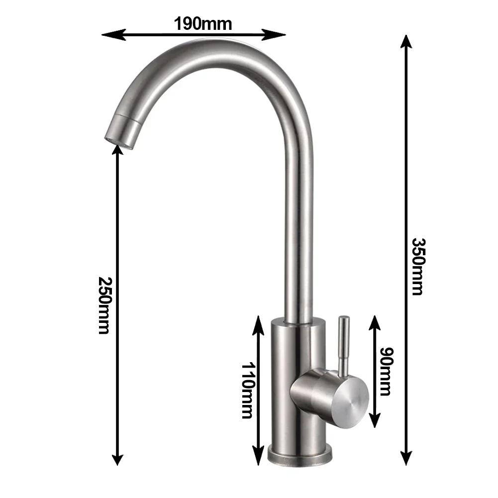 Kitchen Water Faucet 304 Stainless Steel Sink Faucets Cold And Hot Mixer Tap Bathroom Basin 360 ° Rotation Single Handle Taps