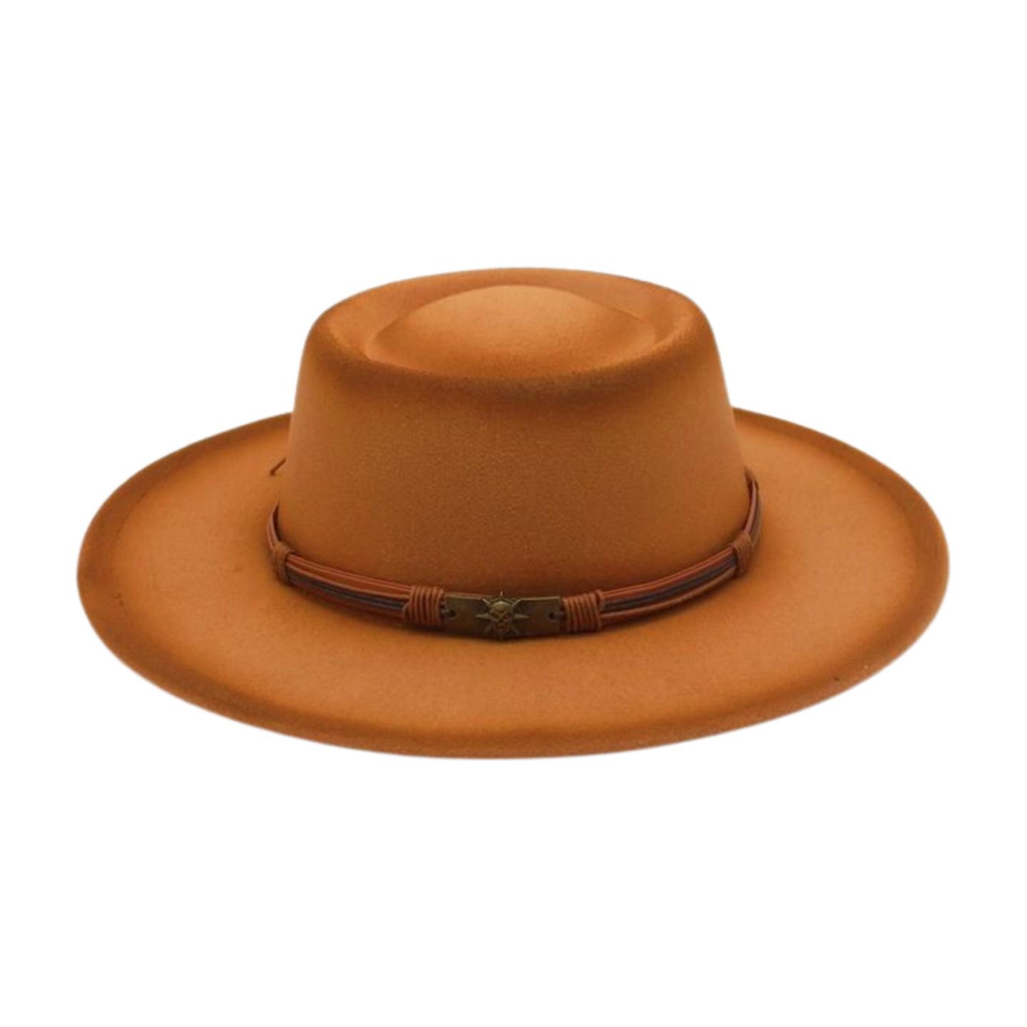 Charm Clothings Women's Black/Beige/White Flat Edge Knight Hat Jazz Hat Felt Hat Western Cowboy Woolen Hat Men's And Cowboy Gift Hat Cm