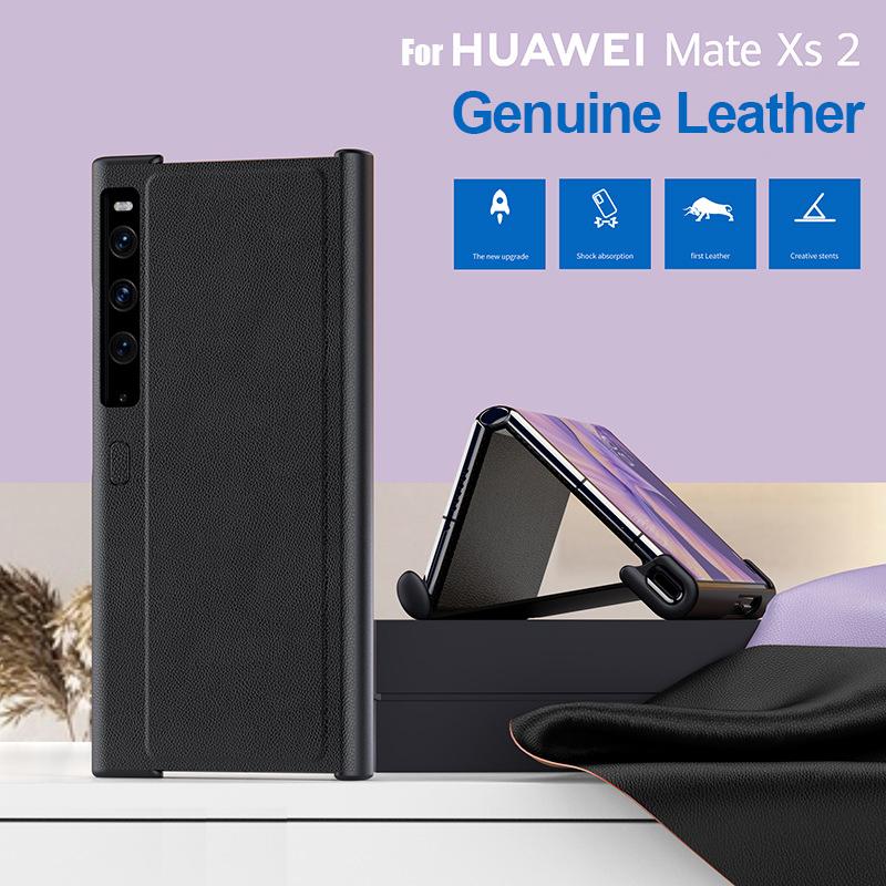 Genuine Leather For Huawei Mate Xs 2 Xs2 Case Ultra Thin Fold Stand Back Cover For Huawei Mate Xs 2 5g Case Fundas Capa