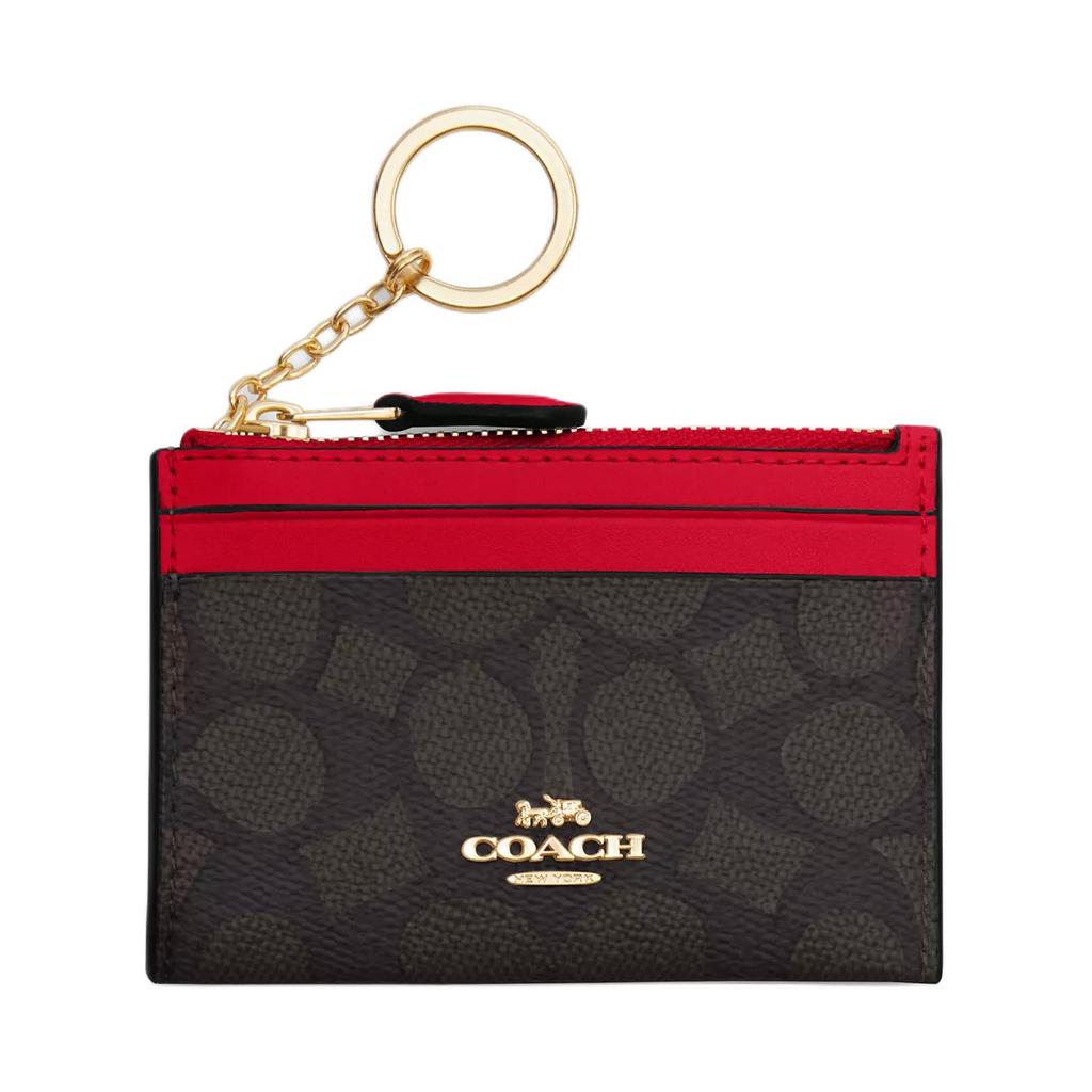 New COACH Coated Canvas Card Holder Mini Women's Red CW870-IMXD0