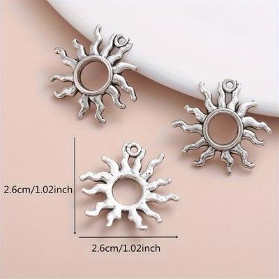 10pcs/set Exquisite Metal Sun Pendant, for Women Necklace Earrings Jewelry Accessories Making