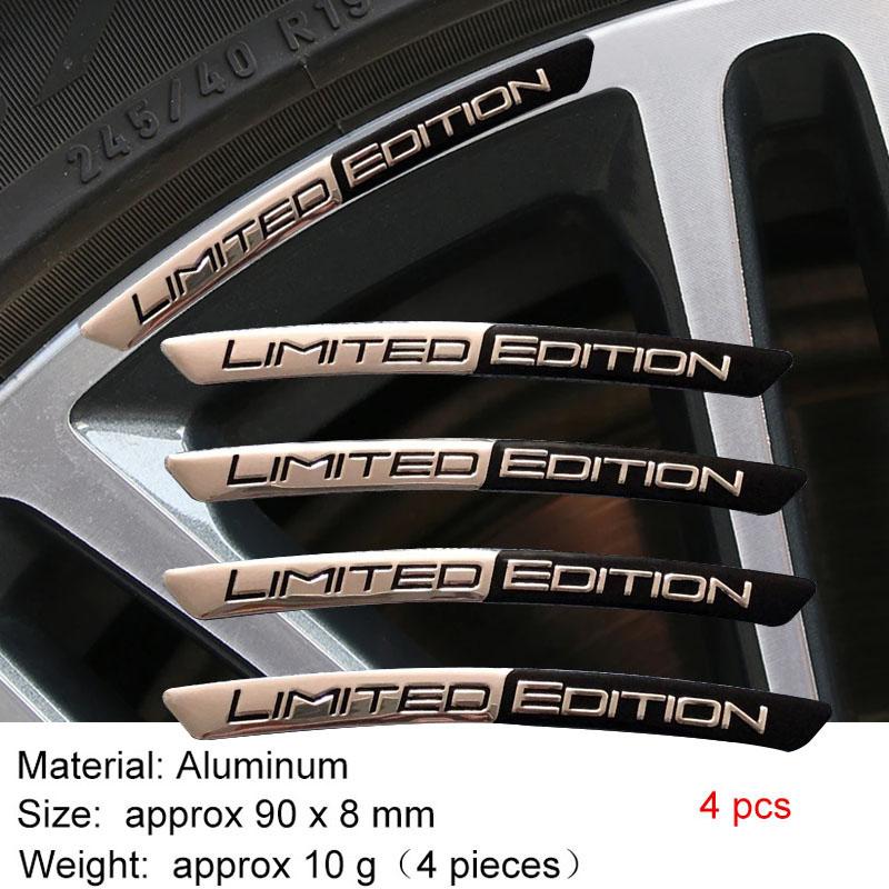 

4x Алюминиевая ЭМБЛЕМА ОГРАНИЧЕННОЙ СЕРИИ Наклейки на ступицы автомобильных колес Декаль Декоративные полосы для обода шины Автомобильные универсальные аксессуары для экстерьера silver-black