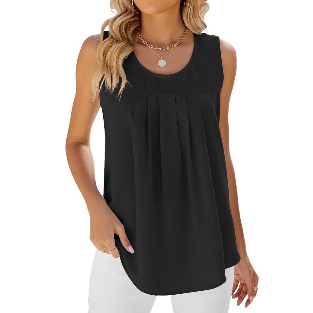 Temu 2024 Cross-Border Summer Sleeveless Chiffon Top