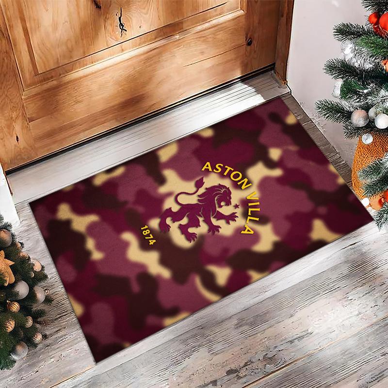 Tappeto in Velluto di Cristallo con Stampa Calcio Aston Villa, Comodo Assorbente d'Acqua Antiscivolo Tappeto per Pavimenti Interni