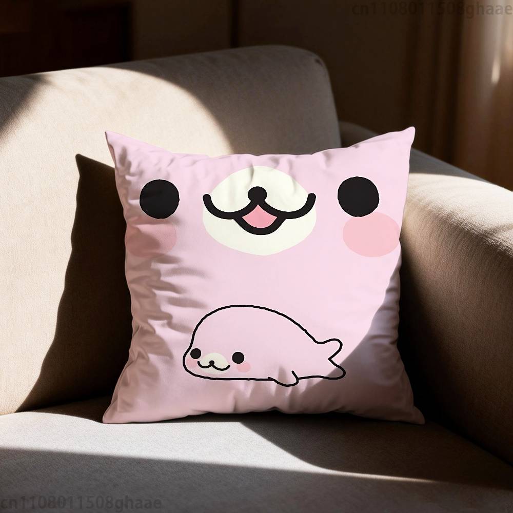 PINK Kawaii MMamegoma Pillow Case Square DoubleSided Printing Short Plush Sofa Cushion Cover Bedroom Bedside Pillow