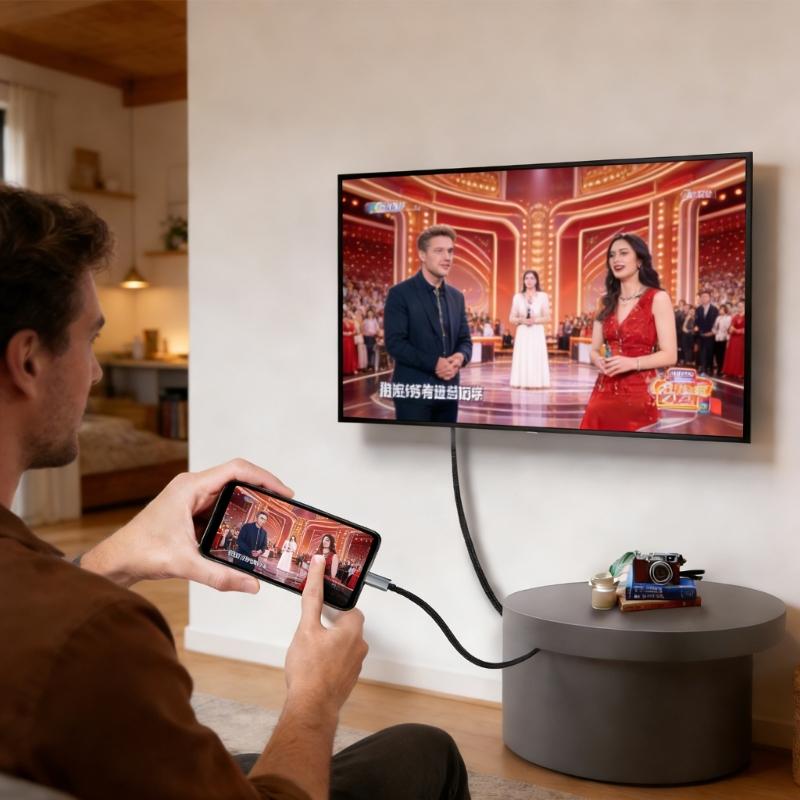 Type C To Display Cable 60Hz Video Sound Matching For Phone Laptop TV Screen Viewer With 5.9 Feet Length