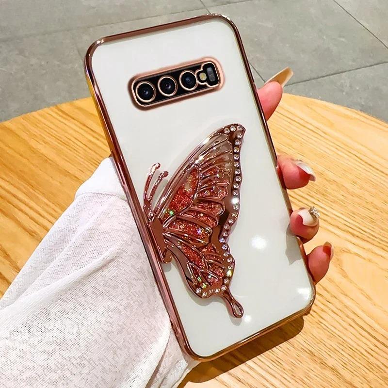3D Butterfly Glitter Phone Case for Samsung Galaxy S10 Plus S10 S9 Plus S9 S8 S8 Plus Bling Back Cover