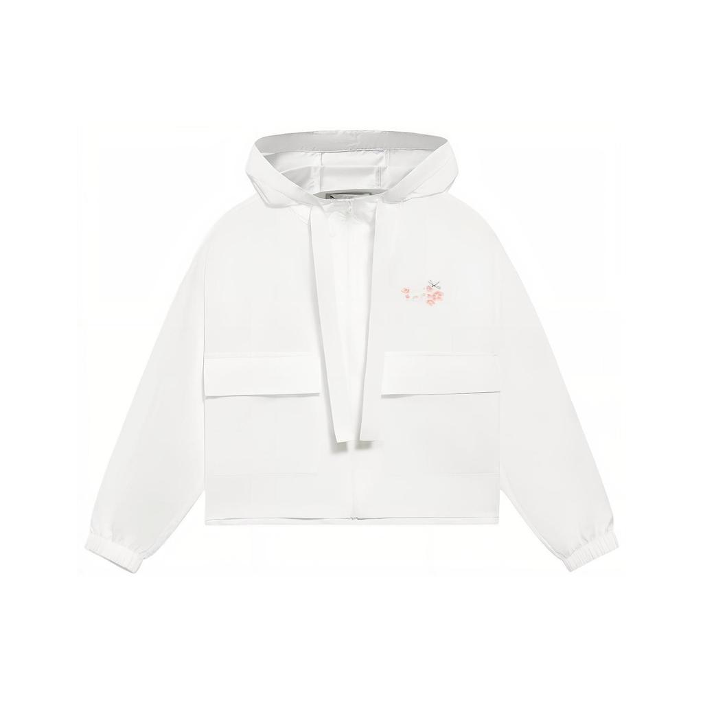 Li Ning Sakura Series SS22 Casual Loose Hooded Sports Jacket Women Jackets White AFDS948-2