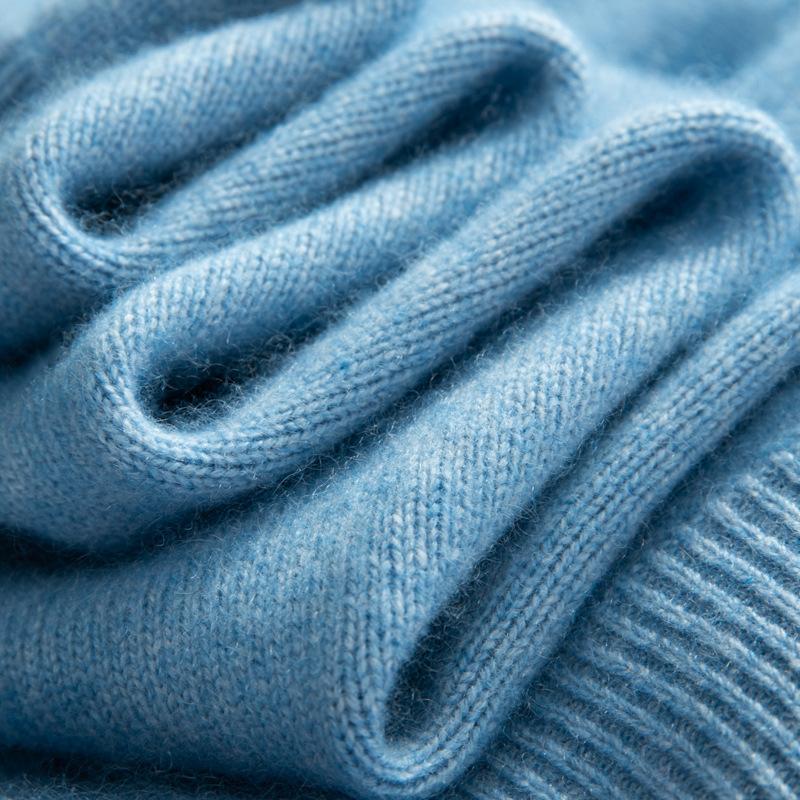Cashmere shirt new semi-turtleneck thickened solid color knitted sweater wool