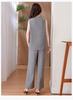Set Pigiama Estivo Senza Maniche Taglie Forti da Donna – Elegante Pantalone a Gamba Larga Monocolore per Madri di Mezza Età