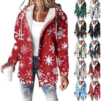 Women's Coat Casual And Fashionable Composite Thick And Warm Printed Hooded Jacket