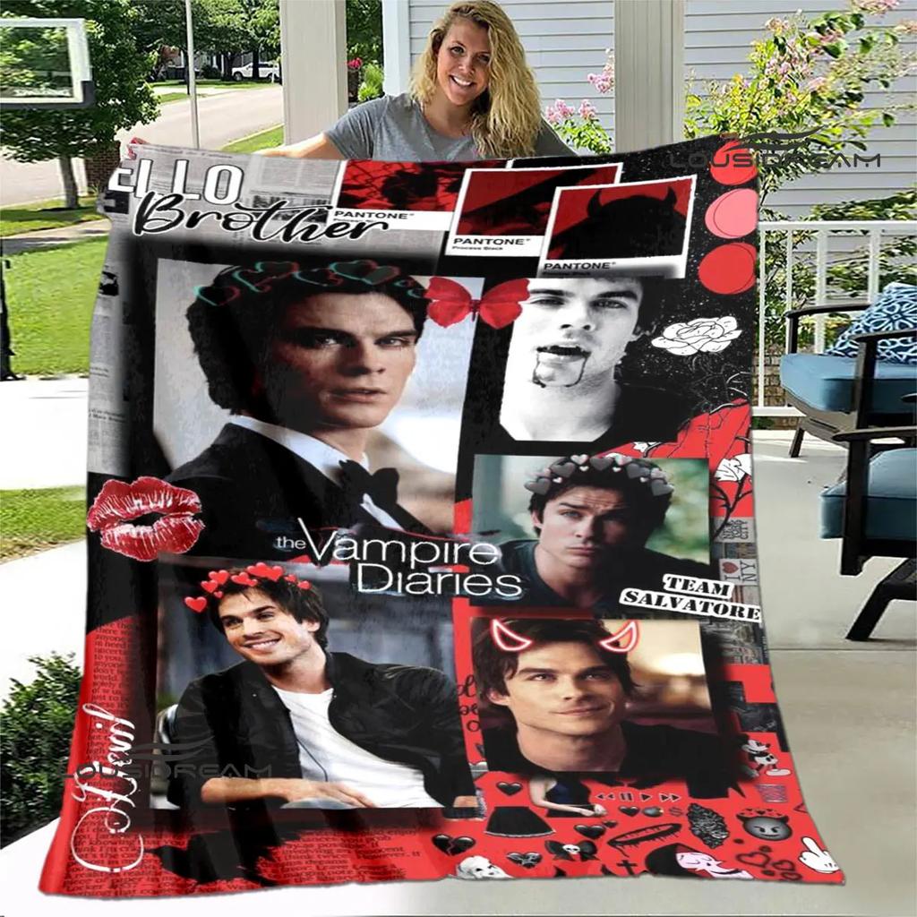 The Vampire Diaries Damon Salvatore Decken warme Flanelldecken Picknickdecke Heimreise Decke Bettwäsche Geburtstagsgeschenk