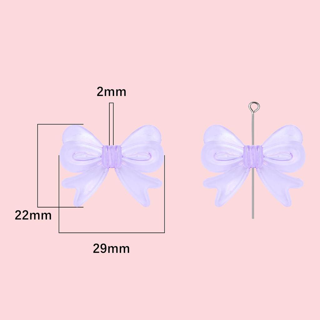 4Pcs 22*29mm Acrylic Magic Colors Bowknot Accessories For Jewelry Making DIY Charm Decoration