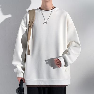 Sweatshirt Men's Spring and Autumn New Loose Fake Two-piece Round Neck Jacket Men's Bottoming Shirt Casual Versatile Top
