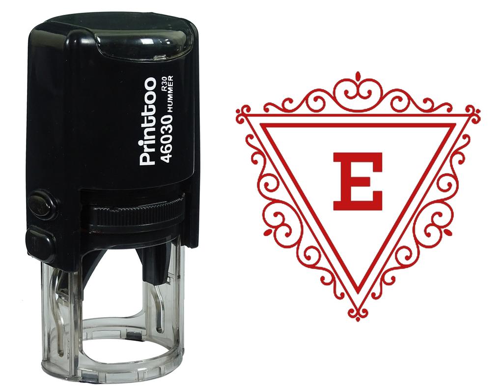 Printtoo E Alphabet Swirl Border Triangle Monogram Initial Self Inking Rubber Stamp Office
