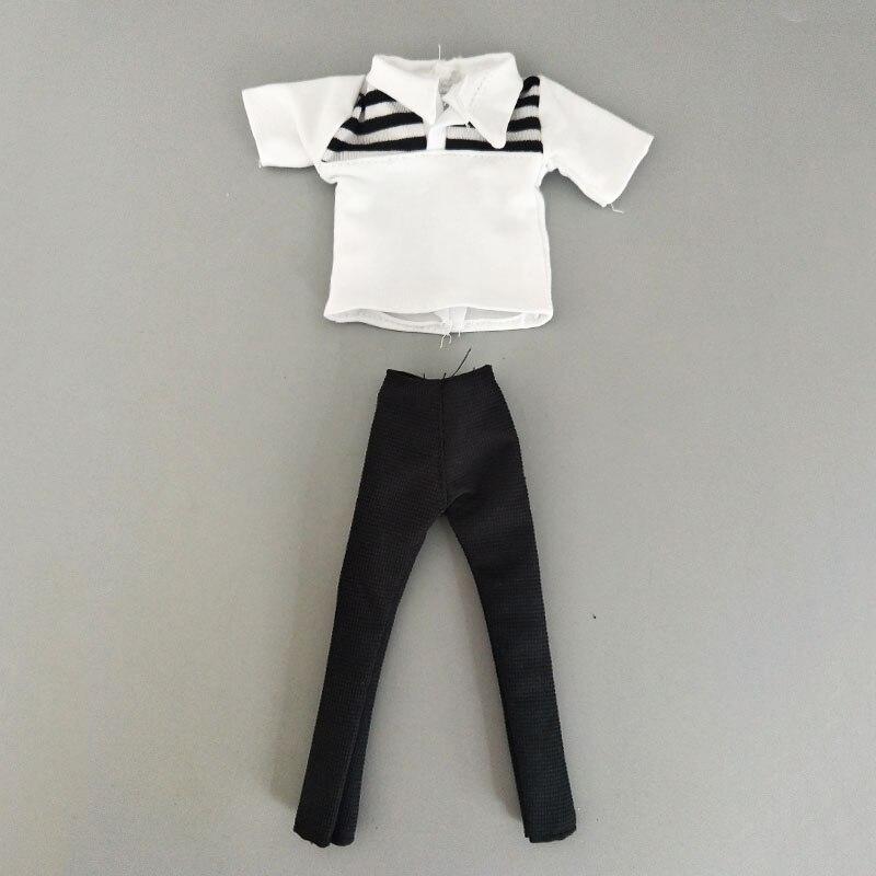 

1 комплект, 1/6 одежда для мальчиков, кукла Кен, белая полосатая рубашка и брюки, брюки, одежда для бойфренда Барби, кукла Кена, принца, игрушка чёрный