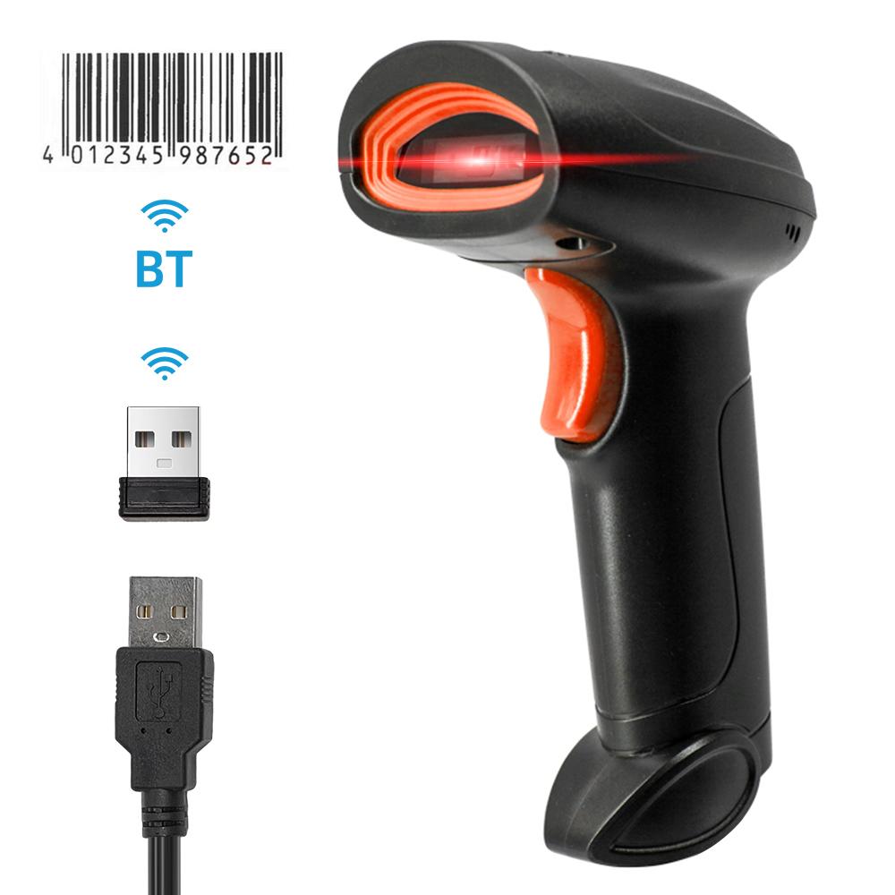Kabelloser 1D-Barcodescanner 2,4 G + BT + USB-Kabelverbindung CCD-Scankopf für Papier und Bildschirm