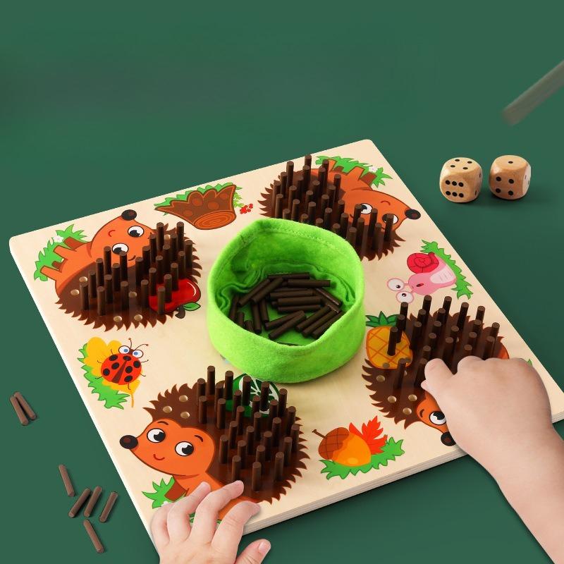

Wooden children s early education puzzle sensory integration hedgehog stick game hand fine movement sensory training teaching aids