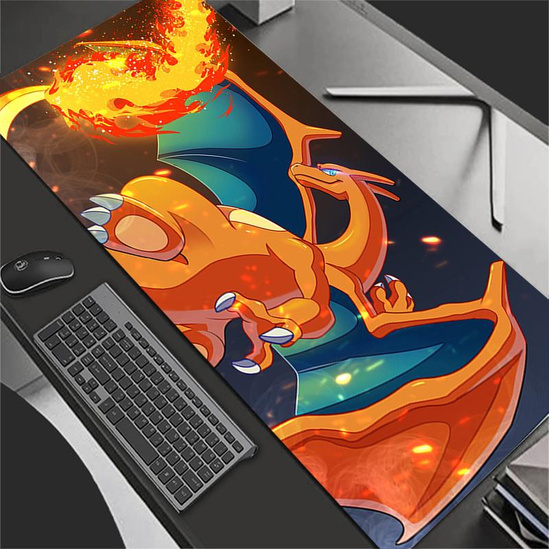 Mouse Pad Anime Gaming Accessories Large Carpet Gamer PC Computer Office Laptop Keyboard Desk Mat P-Pokemons Charizard Mausepad