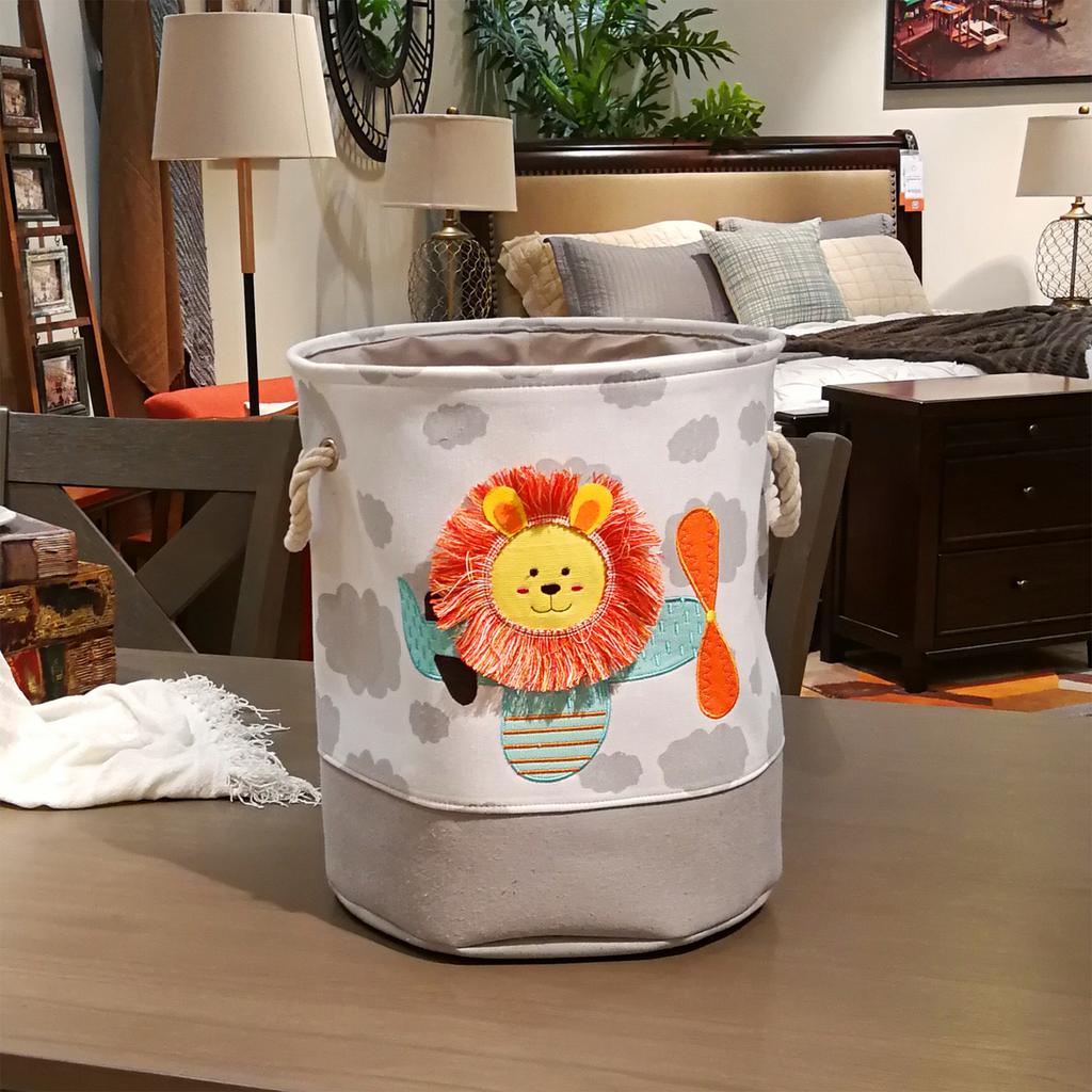 Canvas Clothes Basket Lions Giraffe Laundry Hamper with Handles Waterproof Storage Organizer Perfect for Kids Boys Girls