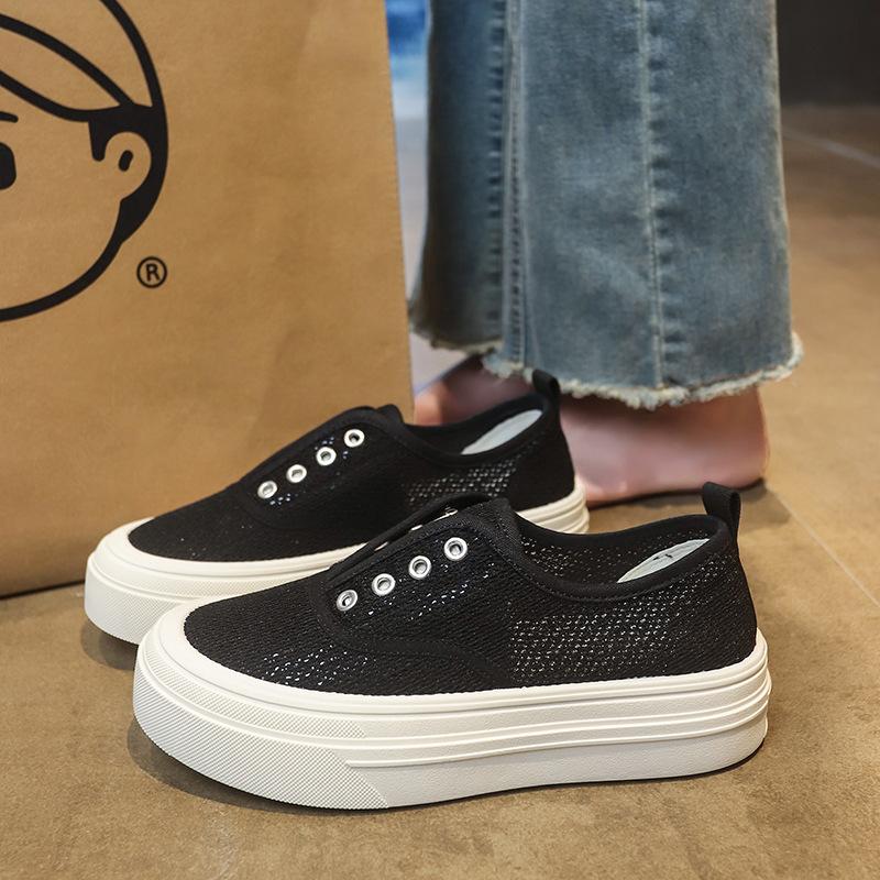 

Spring and autumn new round head elastic casual sports foot cover one pedal platform single shoes women 35 чёрный