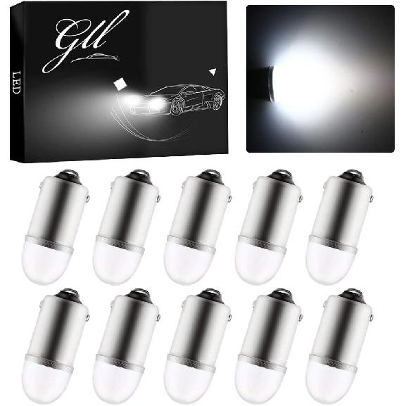 

GLL BA9S Bayonet BA9 53 57 1895 64111 T4W LED Light for Car License Plate Light Dashboard Bulb 3030 chip White DC12V 1W Pack-10