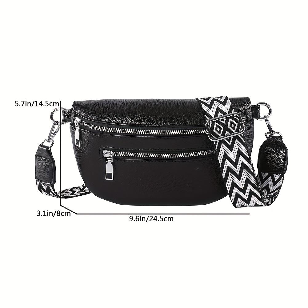 Women Retro Belt Bag Casual Bum Bag with Multi Pockets Polyester Lining Zipper Closure Solid Color Chest Bags for Travel Outdoor