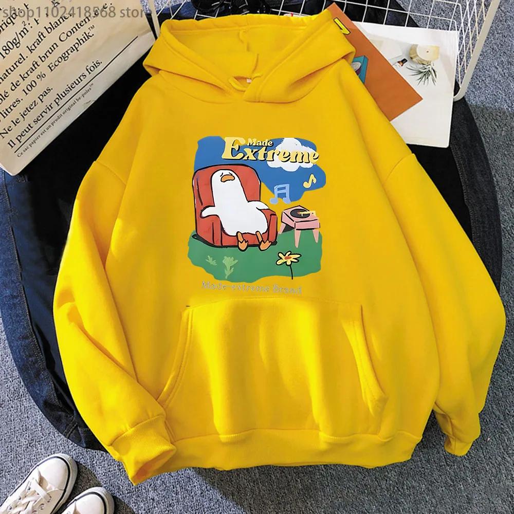 Kawaii Duck Made-extreme Brand Hoodies Cartoon Anime Graphic Sweatshirts Autumn Winter Women Men Clothing Y2k Sudaderas